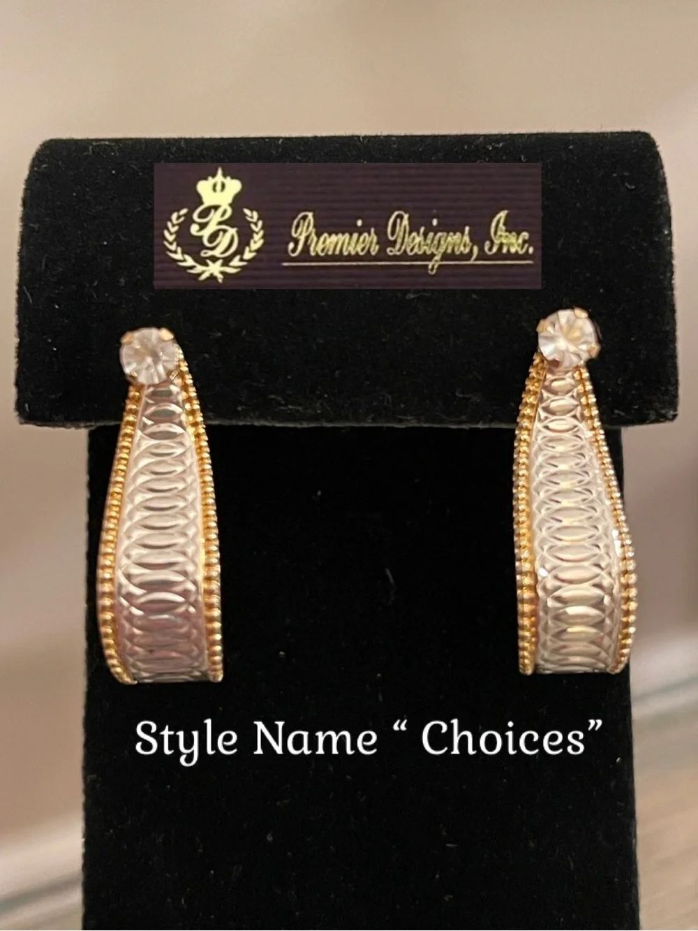 Premier Designs “Choices” Studs with Two-tone Earring Jackets